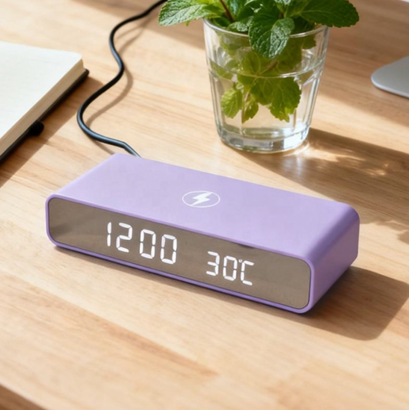 Smart LED RGB Digital Alarm Clock with Wireless Charging