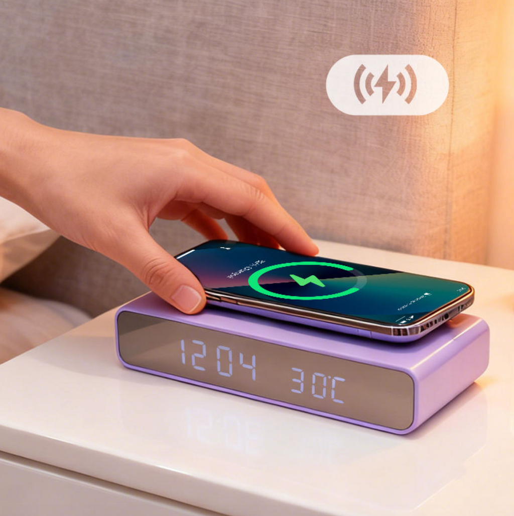 Smart LED RGB Digital Alarm Clock with Wireless Charging